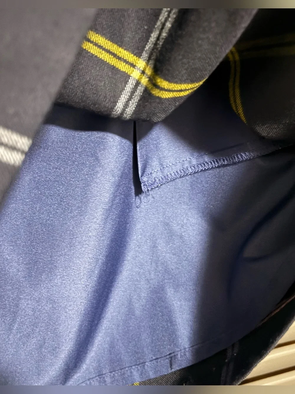J. Crew Navy Plaid Wool Mini Skirt with Pockets